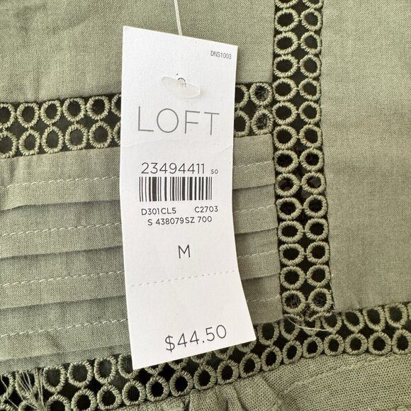 LOFT Green Smocked Tank Top with Pleated Details - Picture 6 of 10